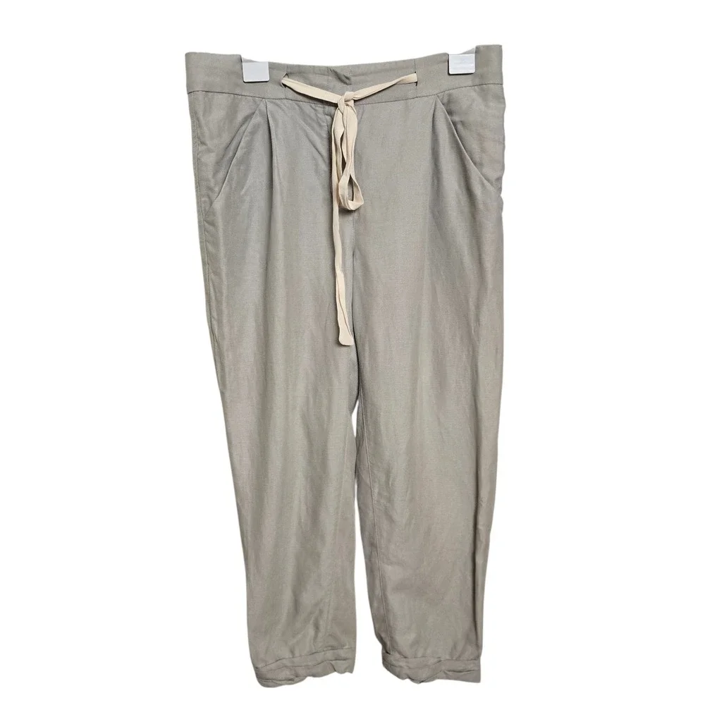 Aritzia Wilfred Allant‎ Linen Blend Tie Waist Pleated Trouser Sz 4 Quiet Luxury